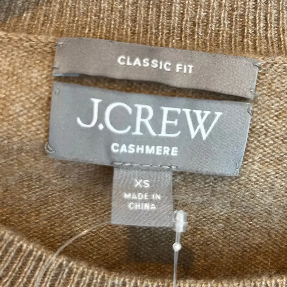 J. Crew Women's Cashmere Classic-Fit Crewneck Sweater Heather Camel Size XS NWT